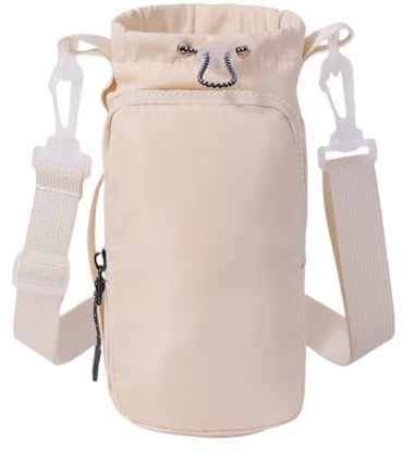 Water Bottle Carrier Bag - Large Insulated Drawstring Pouch,Sports Bottle Carrier | Tumbler Insulated Water Holder with Adjustable Shoulder Strap Sling Bag Pouch Sleeve for Walking Hiking