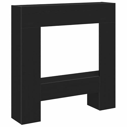 Kaminumrandung Schwarz Eichen-Optik 81x18x82 cm aus Holzwerkstoff - Zubehör für Kamine & Holzöfen, langlebig und stilvoll für gemütliche Atmosphäre