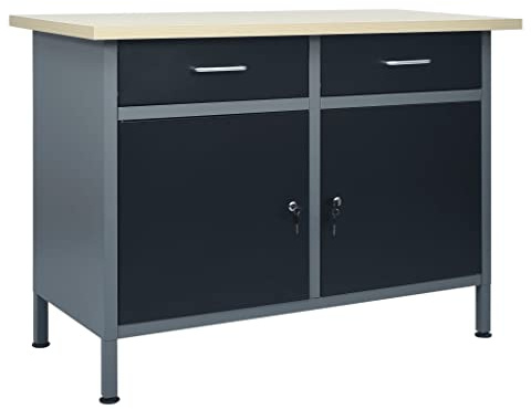 Générique Établi Noir 120x60x85 cm Acier,Accessoires de Organisation & Rangement d'outils, Établis,145346