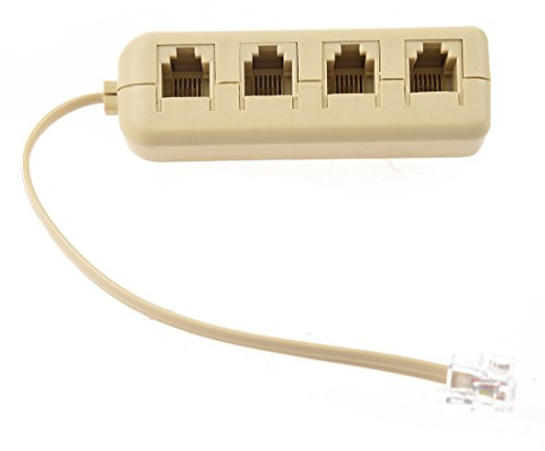 Masslla RJ11 6P4C auf 6P4C 4-Wege-Telefondraht Bausteinfoermig Splitter Adapter Beige