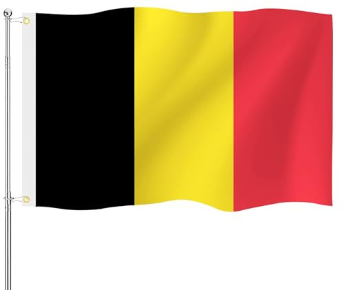 Belgische Flagge • Premium belgische nationalfahne 90 x 150 cm für 2026 Belgien Deko & WM-Flaggen Mit Messingösen Für Innen & Außen Wetterfest für Fußball WM Nationaltag Bar Party Dekoration