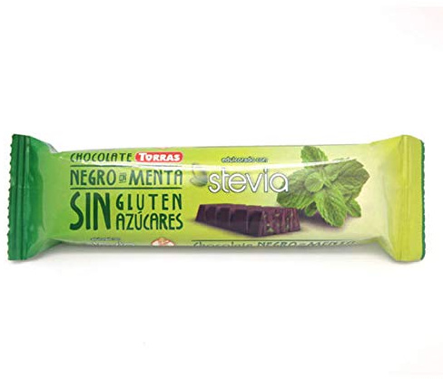 Torras Stevia Schokoladen Riegel, Zuckerreduzierte Schokoladen Riegel, Schokoladen Riegel ohne Zuckerzusatz, Dark Chocolate mit Minze, Riegel (35g)