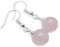 Rose Quartz Earrings, Round 10mm Natural Stone Beads on Nickel Free Silver Tone Hooks : 35mm long, Handmade Pale Pink Stone Bead Drop Earrings, Gift for Women