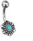 CHICNET Piercing de nombril pour homme et femme en acier inoxydable 925 avec pierre de 1,6 x 9 mm, arbre fleur de vie, arcs, Acier inoxydable