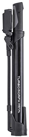 Topeak Turbo Morph Digital Standpumpe Minipumpe aus Aluminium und Fiberglas mit Gummigriff in der Farbe Schwarz, Maße: 7cm x 4,3cm x 35cm, 15700134