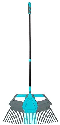 Holtaz Garten Gartenrechen mit teleskopierbare Griff verstellbare von 80-130 cm Laubbesen mit Werkzeugkopf 3in1 für Gärten zum Zusammenfegen von Laub oder Grasschnitt