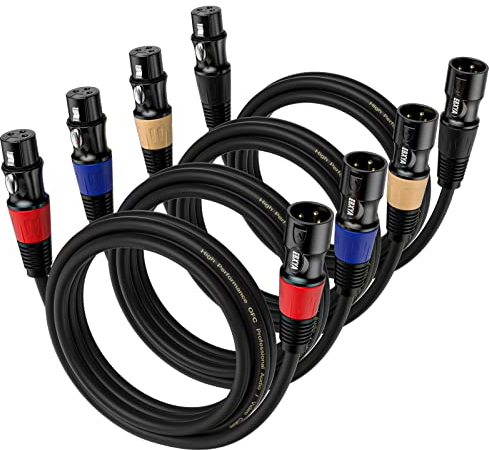 EBXYA XLR Male to Female Cable 1M 4Pack - 3-Pin Balanced DMX Patch Cable