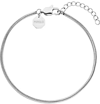 Purelei® Sleekness Armband (Silber), Wasserfeste Basic Armband aus Edelstahl für Herren und Frauen, 18-22 cm Länge verstellbar, Geschenk für Männer (1,9 mm, Silber)