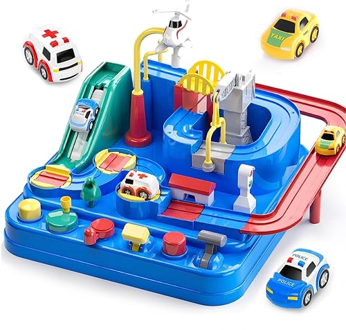 EPPO Auto Spielzeug Rennbahnen Breakout Game, 3-5 Jahre Jungen Mädchen Lernspielzeug, Autorennbahnen Spiel enthält 3 Spielzeugautos, Geschenk für Kinder 3 4 5 6 Jahre (M)