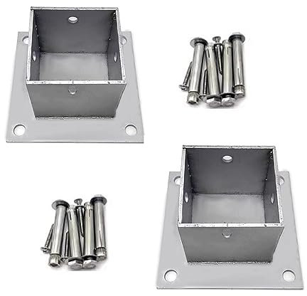 Support/ Fixation poteau bois 2 Paquets Base De Poteau En Bois Au Sol, Ancrage Au Sol Pour Balustres De Terrasse Kit Complet, Support De Poteau De Clôture Carré Pour Pergola Et Mur(140x140 mm (5.5x5.5
