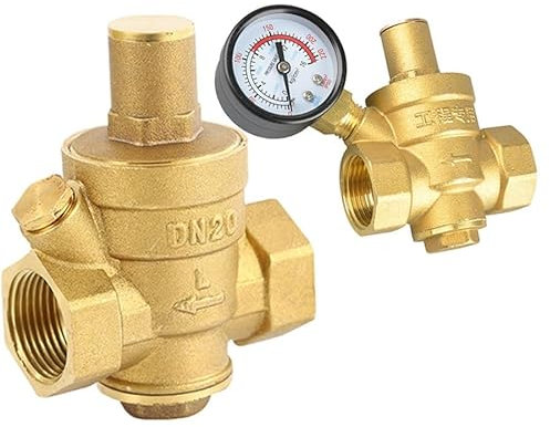 Druckminderer Wasser G 1/2 3/4 1 2 Messing Wasserdruckminderer-Halteventil DN15/DN20/DN25/DN32 Regler Einstellbares Überdruckventil Manometer (Color : With Gauge, Size : DN15)