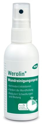 Werolin® Wundreinigungsspray, 75 ml - Besonders geeignet bei Schürf-, Riss- und Schnittwunden - Reduziert Blutungen und Schwellungen - Alkoholfrei - Auch zur Anwendung im Mund- und Schleimhautbereich