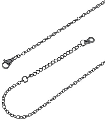 FOCALOOK Chaine Collier Argenté/Or Femme 1/1,4/2mm Chaîne Fine & Réglable | Chaine Maille Forçat Rolo en Acier Inoxydable pour Pendentif Noir/Or Rose Longueur 35 à 75cm+5cm Bijou Cadeau avec Boîte