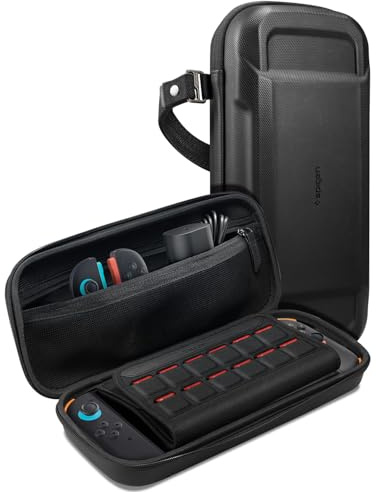 Spigen Rugged Armor Pro Étui Compatible avec Nintendo Switch 2 2025 Housse de Transport avec Espace de Stockage pour Carte de Jeu - Noir