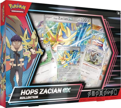 Pokemon Hops Zacian-ex Kollektion Box (4 Booster Packs, Promo Karten & Fotosticker) - Deutsch NEU & OVP