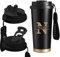 Tasse à Café Personnalisée avec Nom Mug Isotherme Cafe avec Couvercle & Paille Thermos Cafe Isotherme Inox Travel Mug Cadeaux Personnalisés pour Papa, Maman et Amis (Noir)
