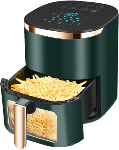 Forno Friggitrice Ad Aria 6l con Finestra di Cottura Visiva, Tempo di Temperatura Personalizzabile, Cestello Antiaderente E Lavabile, 1400w, Grün