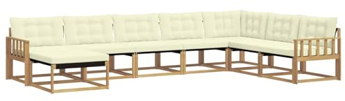 vidaXL Outdoor-Sofagarnitur mit Kissen 8 pcs Weiß und Creme, Moderne Garten-Sofa-Set, robuster Akazienholz, Bequeme Liege, stilvolle Freizeitmöbel für draußen
