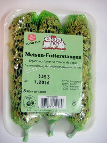 Tedje Meisenfutterstangen, 3 Stück, 60g, für Vögel, Vogelbesitzer, Tierliebhaber