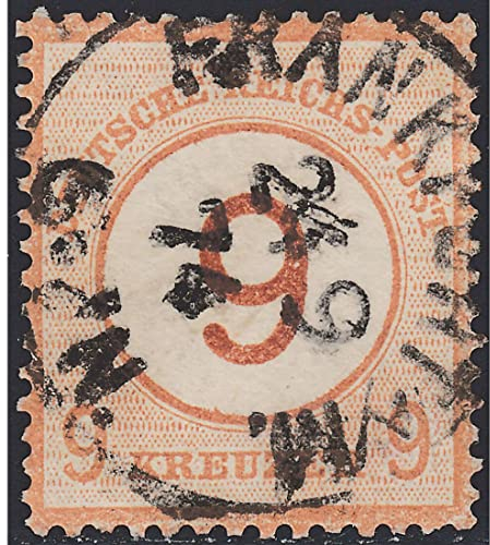 Goldhahn Deutsches Reich Nr. 30 gestempelt Brustschild-Aufdruck-9 Kr. Briefmarken für Sammler