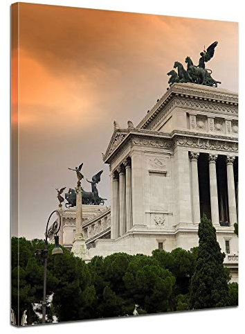 Bilderdepot24 Bild auf Leinwand | Monumento a Vittorio Emanuele II - Rom Italien in 60x80 cm als Wandbild | Wand-deko Dekoration Wohnung modern Bilder | 16096