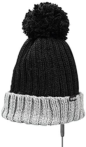 SBS Wintermütze Pon Pon mit integrierten Ohrhörern, Mütze mit Mikrofon, Reaktionstaste und 3,5 mm Klinkenstecker Universal für Smartphones und MP3