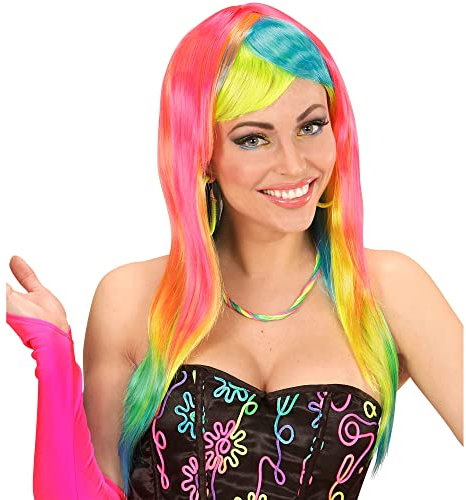 Widmann 04407 - Perücke Neon-Fashion, bunt, Karneval, Mottoparty