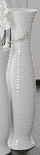 Casablanca - Bodenvase Imperial Porzellan weiß glasiert mit Wellendesign