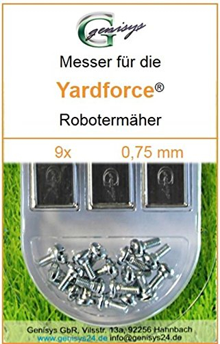 Genisys 9 Ersatz-Messer Qualitäts-Klingen 0,75mm kompatibel mit Yardforce SC 600 Eco SC600-Eco SA 900 SA900 SA 600 H SA600H