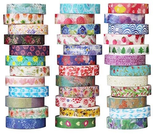 UOOOM 36 Rollen Washi Tape Set - Masking Tape deko Klebeband buntes - Kreative Design Bunte Muster Papierband - Klebebänder DIY Scrapbook (Design 9065)