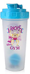 Rick and Morty Fitness-Shaker-Flasche, perfekt für Protein-Shakes, Smoothies, vor und nach dem Training, mit blauem Rührball, 680 ml