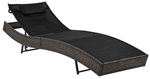 yorten Sonnenliege Gartenliege Poly-Rattan Liege Freizeitliege Rückenlehne Verstellbar 213 x 70 x (40-91,5) cm (L x B x H) Braun und Schwarz