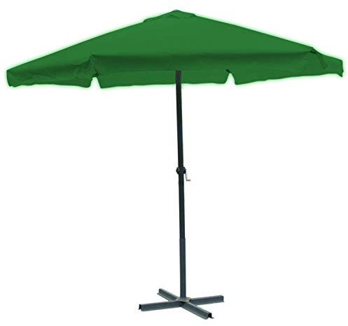 Mojawo Kurbelschirm Gartenschirm Sonnenschirm Aluminium Schirm Ø 3m Krempe und Kurbel verschieden Farben, Farben:Grün
