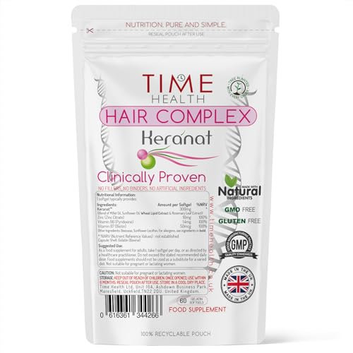 Hair Complex - Clinically Proven & Patented Formula Hair Formula for Women by Keranat - 60 Softgels - GMP Standards (60 Softgel Pouch)
