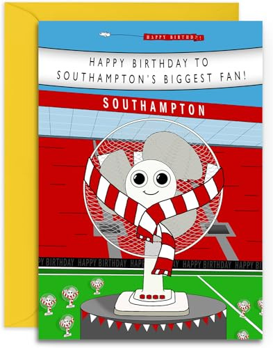 Football Fan Birthday Card - Southampton Fan - A5 Sized Card (148mm x 210mm) with Yellow Envelope. Designed and Printed in the UK