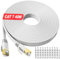 Cavo Ethernet da 40 Metri, Cat 7 Alta velocità Cavo di Rete 40m, RJ45 FTP Schermato Gigabit Cavo Internet, 40m Lungo Piatto Cavo LAN, 600Mhz Bianco Banda Larga Cavo Patch per Switch Router Modem