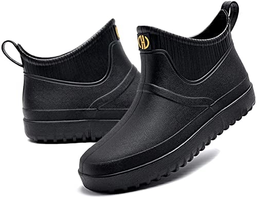 GURGER Stivali di Gomma Uomo Bassi Stivali da Pioggia Stivaletti Corti Stivaletto Impermeabili Wellington Boot Nero 43 Taglie