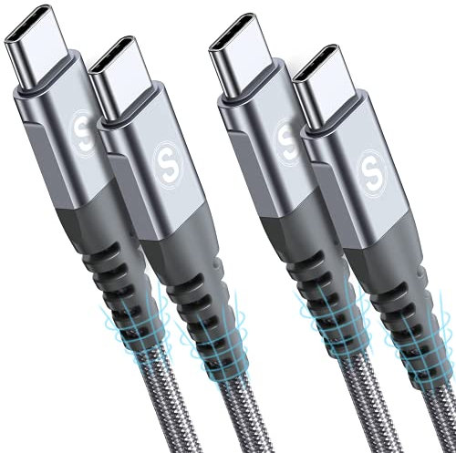 2-Pack 2m 60W USB C to USB C Charger Cable, PD Type C Super Fast Charging for iPhone 16 15 MacBook iPad Pro, Samsung Flip Fold 7 6 5 S25 S24 S23 Ultra, Steam Deck, Nintendo Switch etc