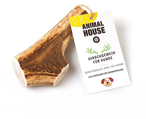 ANIMAL HOUSE - Corna di Cervo per Cani Intere - Masticativo Naturale al 100% - Rafforza Igiene Orale - Resistenti e Duraturi - Disponibili in Tutte Le Taglie (L)