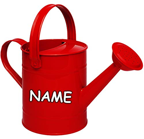 alles-meine.de GmbH kleine Gießkanne - Metall - rot - 1,5 Liter - inkl. Name - für Kinder & Erwachsene - 23 cm - Blech Kindergießkanne - Henkel beweglich - Giesskanne Gärtner/G..