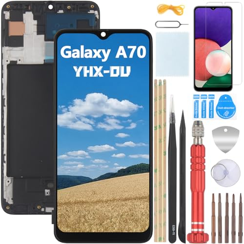 YHX-OU Incell Écran tactile LCD de rechange avec cadre pour Samsung Galaxy A70 SM-A705FN SM-A705YN SM-A705F/DS 6,70 avec outils et 1 film de protection d'écran Noir