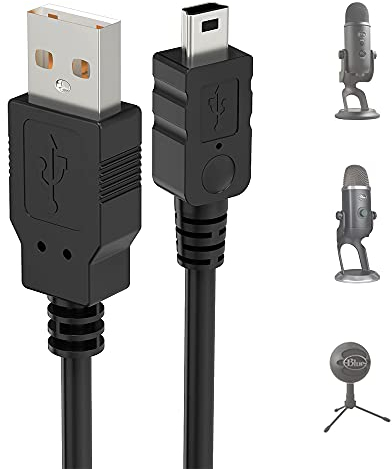 Mellbree Mini USB Mic Cable for Blue Yeti, 1M Yeti Microphone USB Cable USB A Male to Mini 5pin Data Transfer Cable Cord for Blue Yeti USB Microphone, Blue Snowball iCE USB Mic