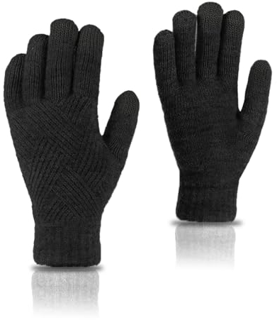 TAGVO Warme Strickhandschuhe für den Winter mit Touchscreen, Thermo-Fleece-Strick, dehnbare Fäustlinge, für Arbeiten im Freien, Skifahren, Camping, Laufen, Radfahren, Geeinget für Damen und Herren