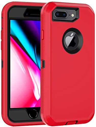 Aimoll-88 Schutzhülle für iPhone 8, iPhone 7, mit integriertem Displayschutz, robuster Fallschutz, robust, stoßfest, staubdicht, für Apple iPhone 8/7 (rot/schwarz)