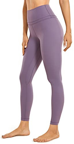 CRZ YOGA Damen Naked Feeling Sport Leggings High Wasit Sporthose Yogahose Blickdicht Lange Yoga Leggins - 64cm Matt Purple 42