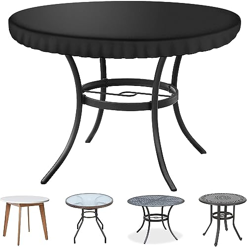 Kovshuiwe Ø78x10cm Feuerplatte Abdeckung Tischabdeckung Gartenmöbel Rund, Patio Table Top Cover Set,Garden Furniture Cover Fitted Round Waterproof Table Cover, 600D Oxford Fabric…