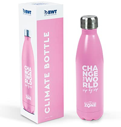 BWT Climate Bottle - EditionPINK | Doppelwandige Trinkflasche Edelstahl | Thermosflasche Sport & Freizeit | Hält bis zu 6 Stunden warm & kalt | 0,5 Liter