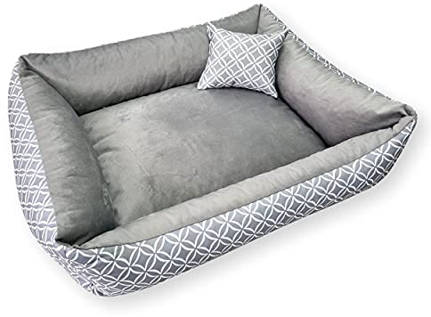 4L Textil OTTO Katzenbett flauschig Katzenkörbchen Katzensofa Kuscheliges Hundebett kleine Hunde Katzenkorb waschbar Hundekorb für Welpen Grau (60x40 cm, Grau)