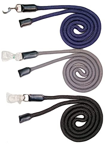 Luxus Pferde-Führstrick für Halfter mit Leder 18 mm dick (schwarz)