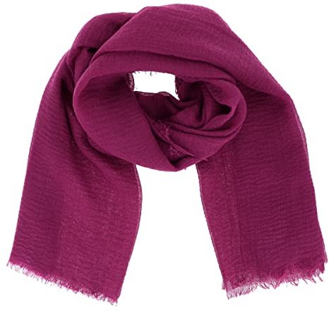 moonbow Einfarbiger Fuchsia lila Schal Damen 20% Baumwolle 80% Viskose mit Fransen - Moderne Fashion Damen Stola - Langer und Rechteckiger Tuch 180 cm x 90 cm - Dünnes und Weiches Schaltuch